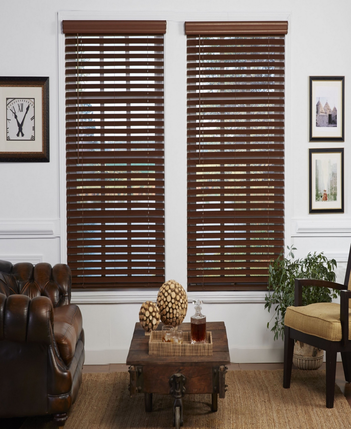 2 in. Cordless Faux Wood Venetian Blind, 31.5