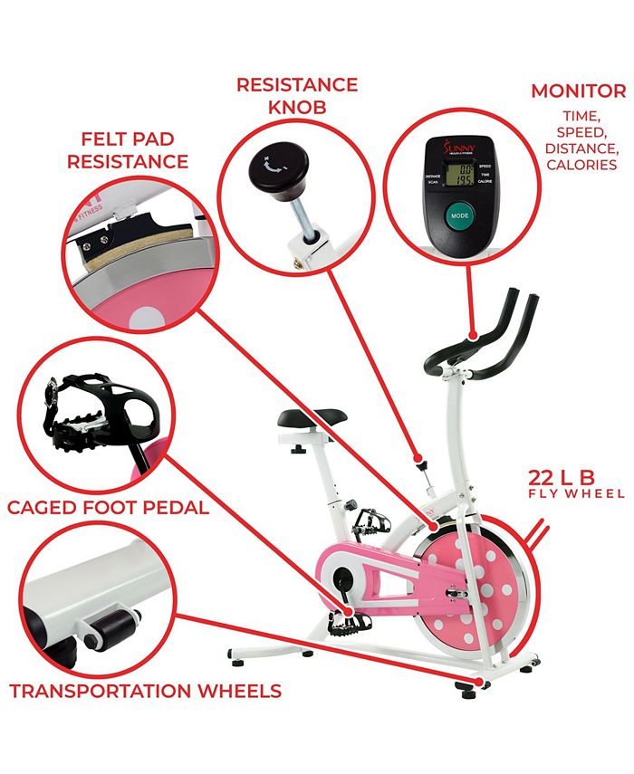 Sunny Health & Fitness Pink Indoor Cycling Bike Macy