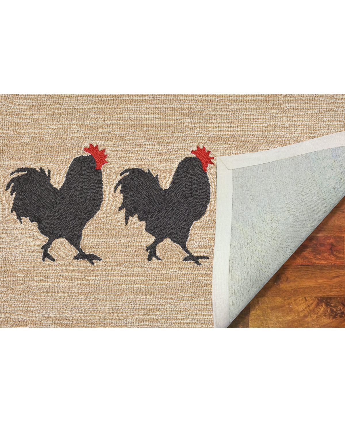 Liora Manne Front Porch Indoor/Outdoor Roosters Neutral Area Rug -Beige