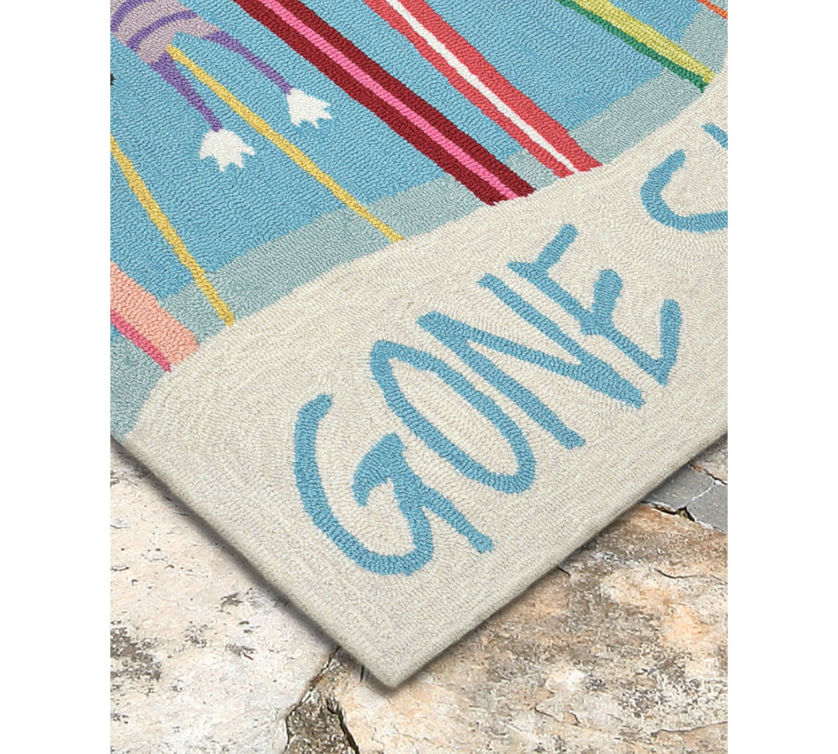 Liora Manne Front Porch Indoor/Outdoor Gone Skiing Blue 2'6" x 4' Area Rug