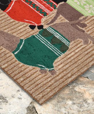 Liora Manne Front Porch Indoor/Outdoor Holiday Hounds Neutral 2' x 3' Area Rug