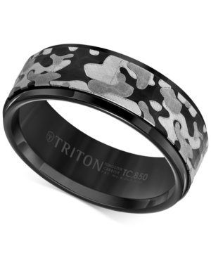 Triton Laser-Engraved Camo Band in White or Black Tungsten Carbide