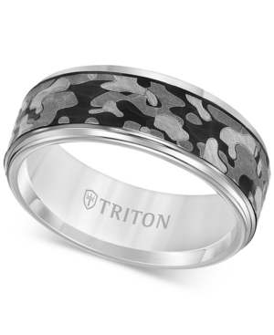 Triton Laser-Engraved Camo Band in White or Black Tungsten Carbide