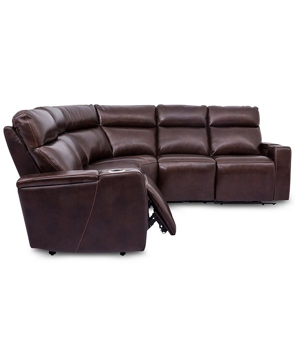 Furniture Oaklyn 5Pc. Leather Sectional Sofa with 2 Power Motion