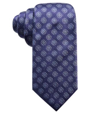 Tasso Elba Mens Medallion Silk Tie Blue One Size
