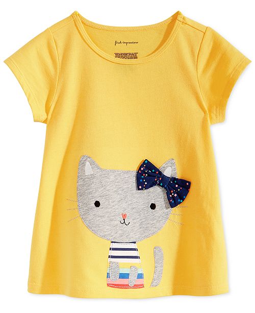 First Impressions Toddler Girls Cat Print Cotton T Shirt Created