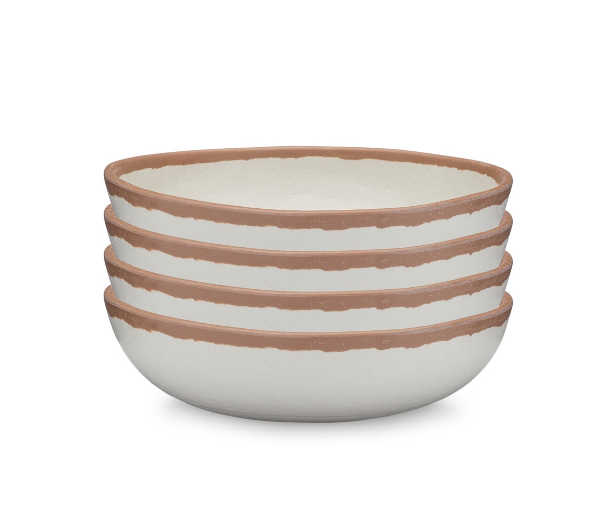 Potter Terracotta 6.5" Melaboo Melamine 4-Pc. Cereal Bowl Set - Beige/gray