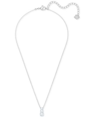 Swarovski Silver-Tone Triple-Crystal Pendant Necklace, 14-4
