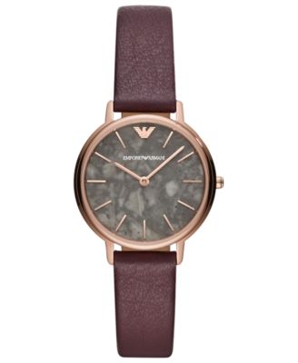 armani rose gold watch leather strap