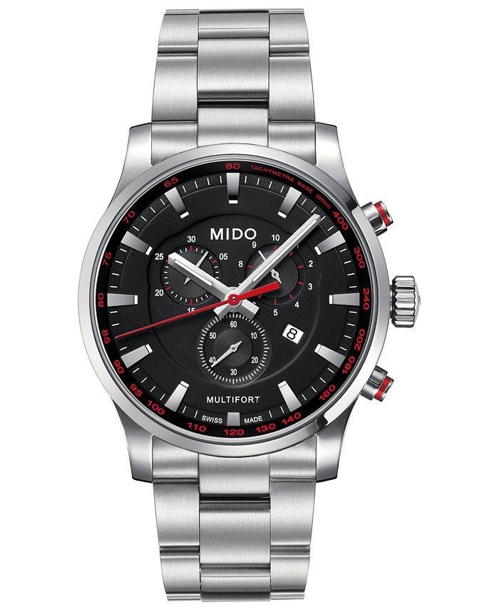 Mido Men's Swiss Chronograph Multifort Stainless Steel Bracelet Watch ...