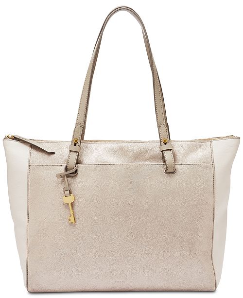 Fossil Rachel Leather Tote With Zipper - Handbags & Accessories - Macy's