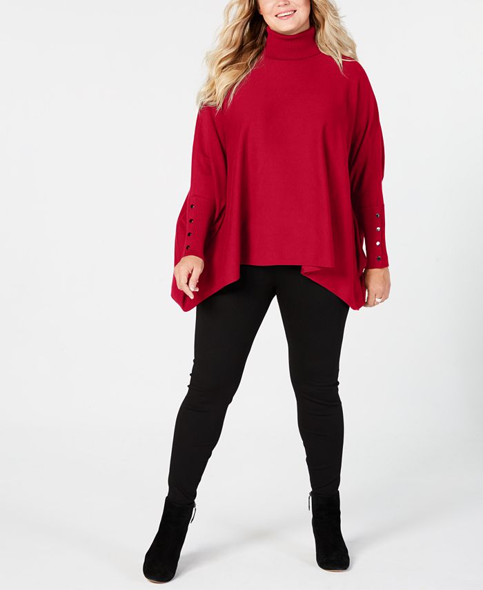 Women's Thick Heavy Poncho Jersey Turtleneck Warm Jumper Sweater Size 8-14 FAS9X 