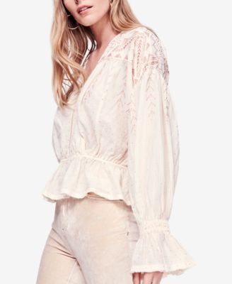 Free People - Counting Stars Cotton Metallic Poet Blouse