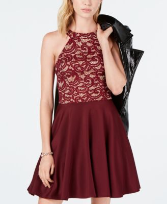 B Darlin Juniors' Lace Fit & Flare Dress - Macy's