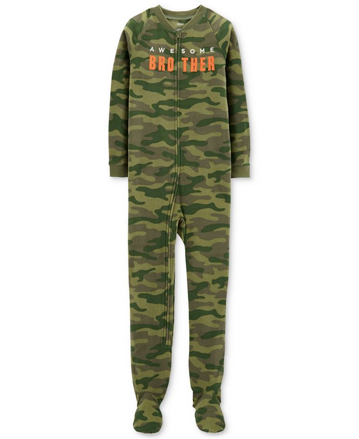 Carter's Little & Big Boys Awesome Brother CamoPrint Footed Pajamas