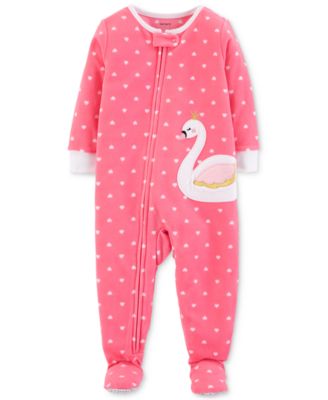 Carter's - Toddler Girls Heart-Print Swan Footed Pajamas