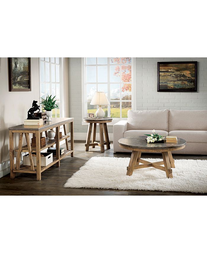 Furniture - Breslin Bluestone Table , 2-Pc. Set (Round Coffee Table & Round End Table)