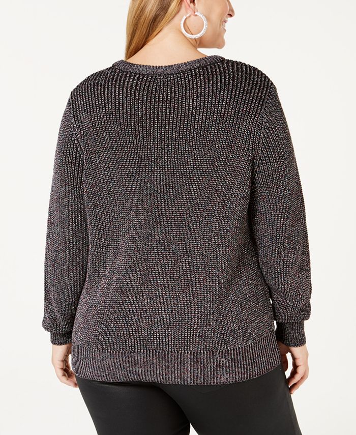 Belldini Plus Size Metallic-Knit Sweater & Reviews - Sweaters - Plus ...
