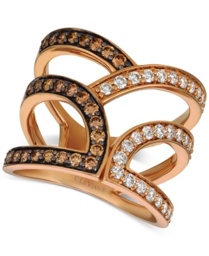 image of Le Vian Nude Diamonds & Chocolate Diamonds Abstract Openwork Statement Ring (1 ct. t.w.) in 14k Rose Gold