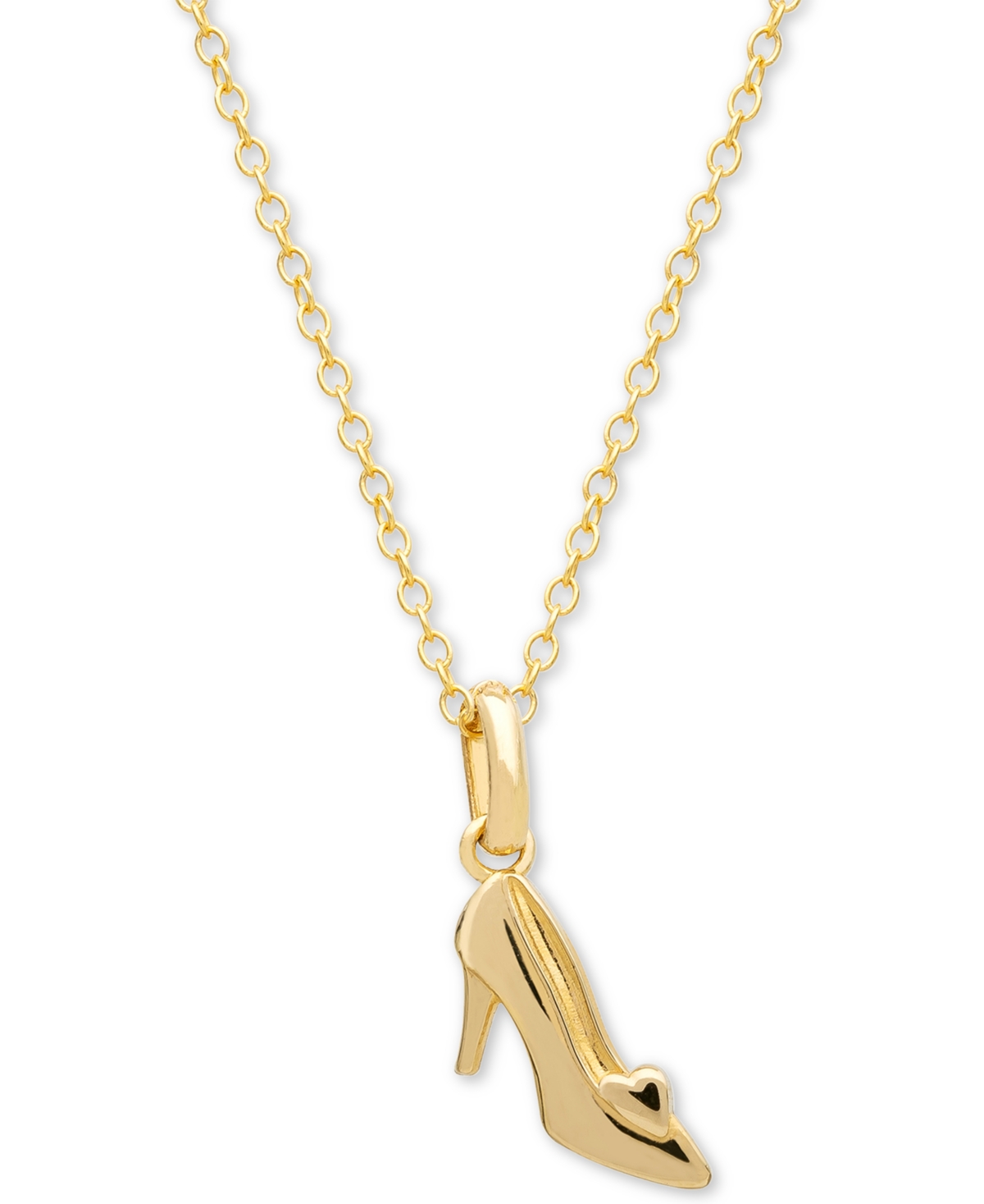 Children's Cinderella Slipper 15" Pendant Necklace in 14k Gold - Yellow Gold