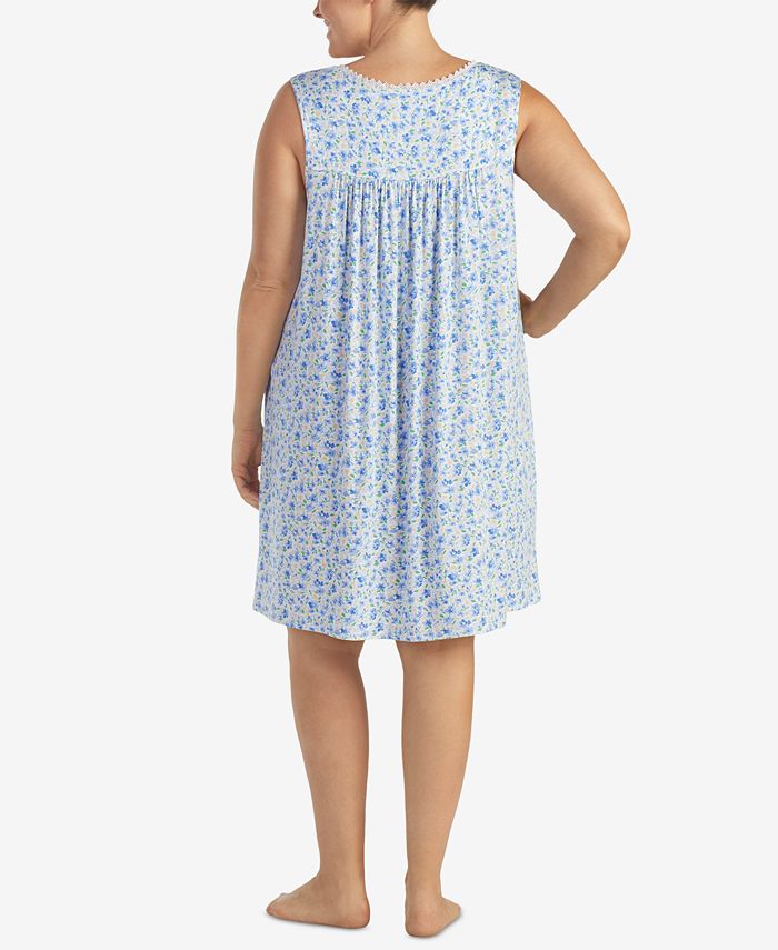 Eileen West Plus Size LaceTrimmed Printed Knit Nightgown Macy's
