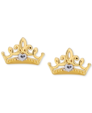 image of Disney Children-s Princess Crown Stud Earrings in 14k Gold