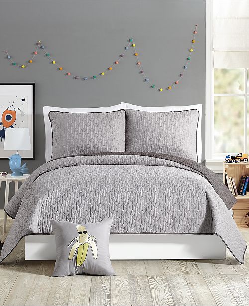 Lepore Urban Playground Coty Grey Full/Queen Quilt Set 3