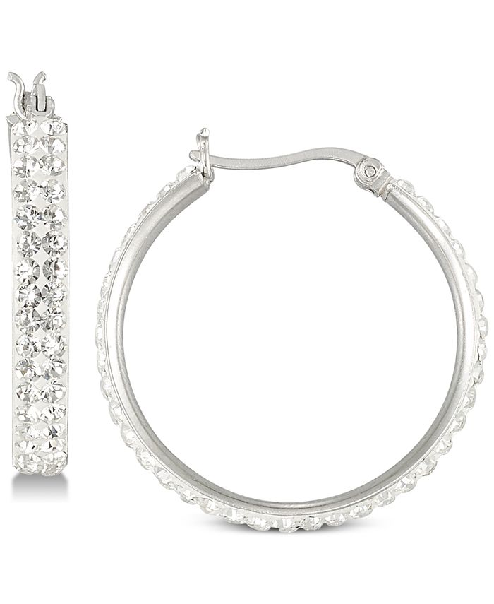 Simone I. Smith Crystal Hoop Earrings in Sterling Silver - Macy's