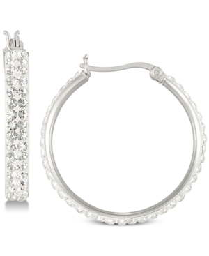 image of Simone I. Smith Crystal Hoop Earrings in Sterling Silver