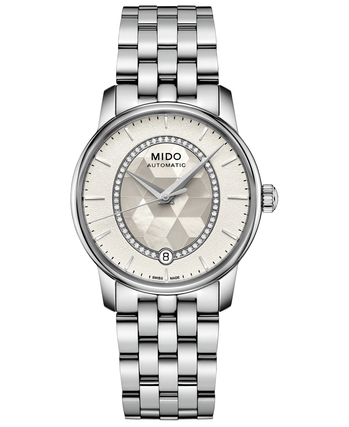 Mido Women's Swiss Automatic Baroncelli Diamond (1/10 Ct. T.w.) Stainless Steel Bracelet Watch 33mm