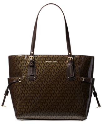 Michael Kors Signature Glossy Voyager East West Tote, Created for Macy ...