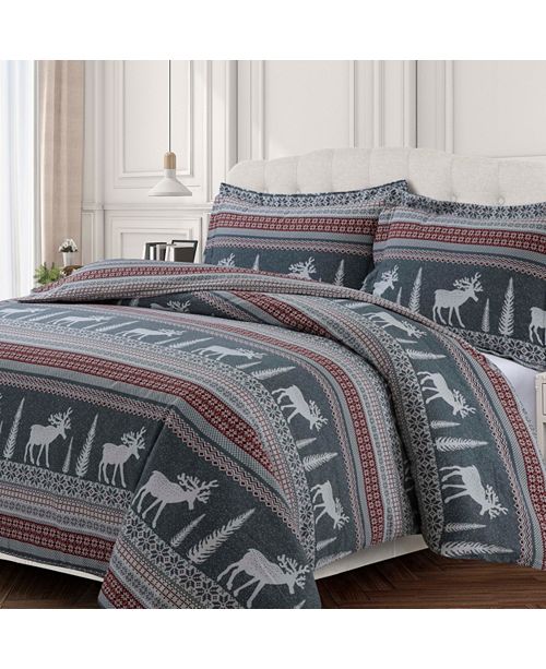 Tribeca Living Winter Reindeer Cotton Flannel Printed Oversized