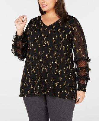 Alfani Plus Size Printed Ruffled Top, Created For Macy's - Macy's