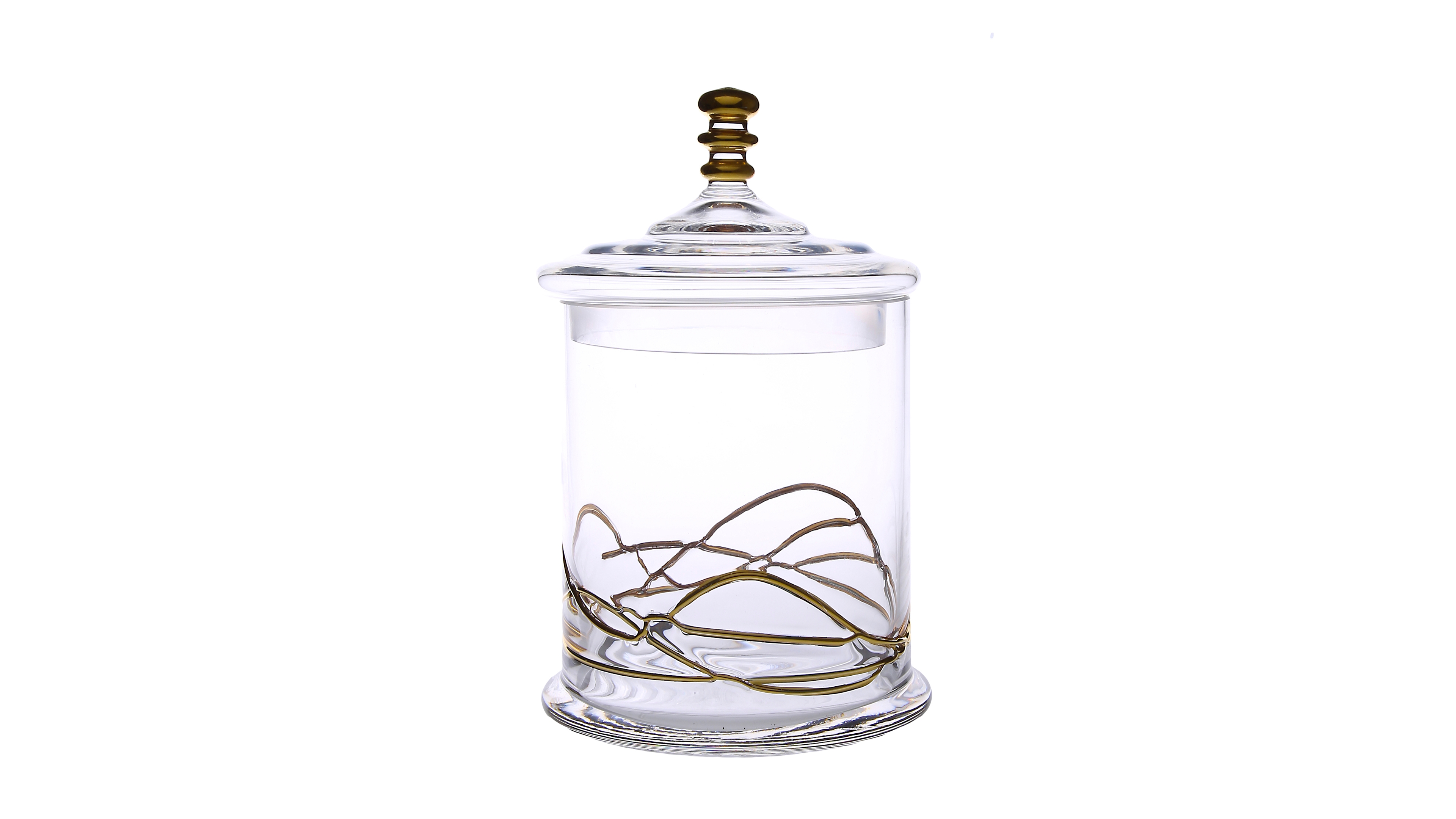 Classic Touch Vivid Glass Canister Jar With Lid - 14K Gold Swirl Design