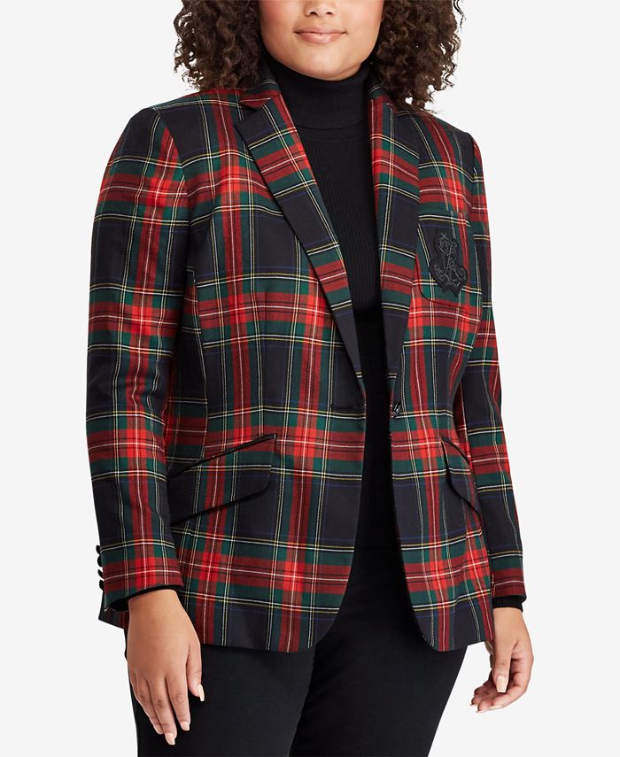 Lauren Ralph Lauren Plus Size Twill Plaid Blazer Macy's