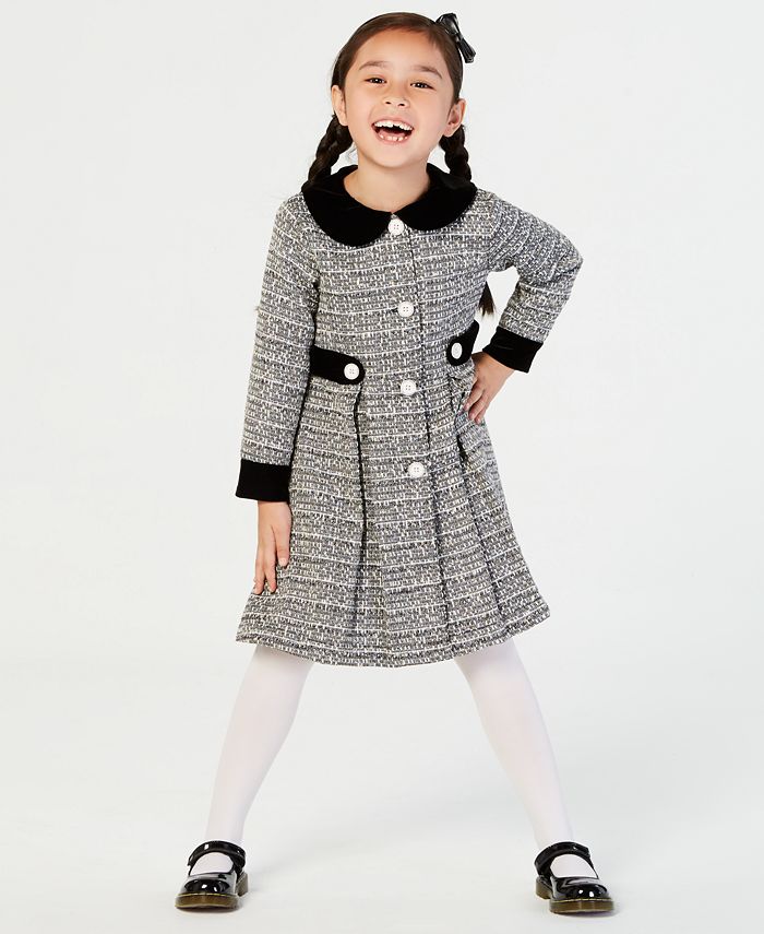 Blueberi Boulevard Toddler Girls 2-Pc. Tweed Coat & Dress Set - Macy's