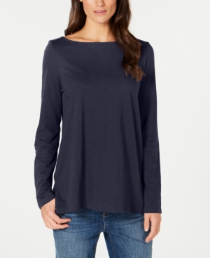 EILEEN FISHER ORGANIC COTTON BATEAU-NECK TOP, REGULAR & PETITE