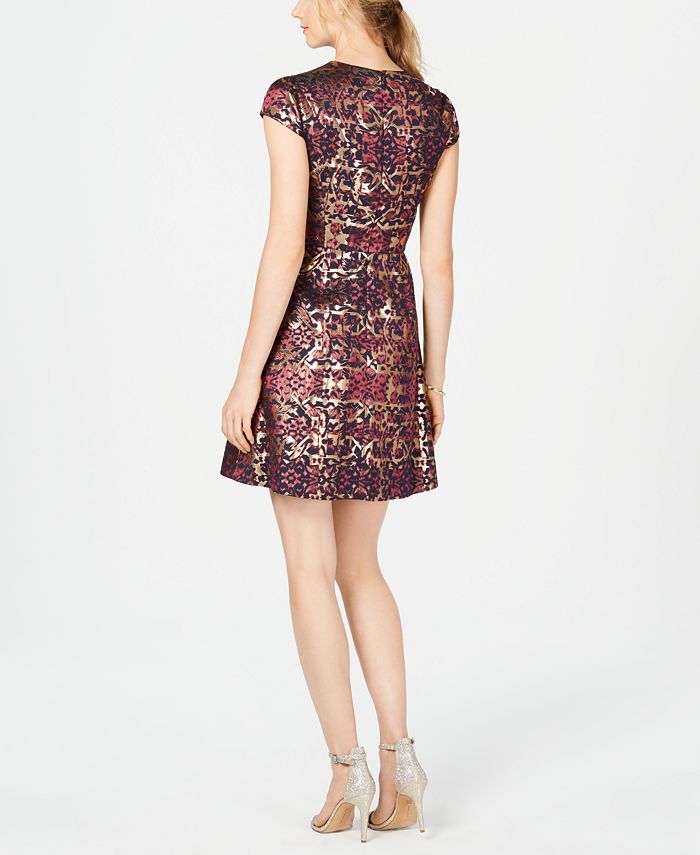 Vince Camuto Abito Da Cocktail Donna In Jacquard Con Maniche Ad Aletta – Fit & Flare