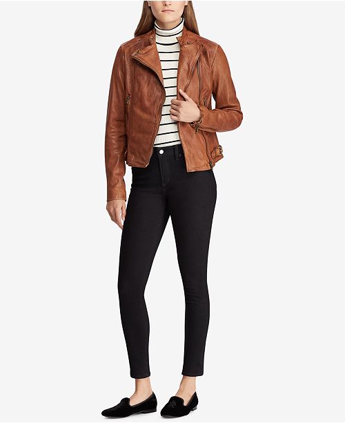 Lauren Ralph Lauren Leather Moto Jacket - Jackets - Women ... (500 x 613 Pixel)