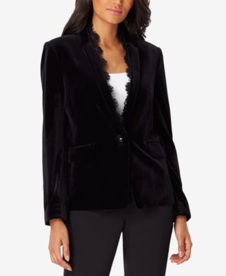 Tahari ASL - Lace-Inset Velvet Blazer