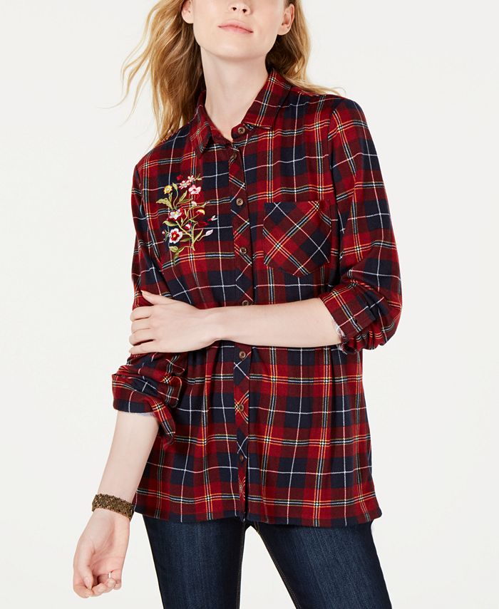 PROJECT 28 NYC Embroidered Plaid Shirt - Macy's