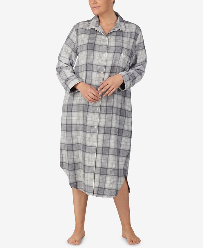 Lauren Ralph Lauren Plus Size Printed Cotton Sleepshirt - Macy's