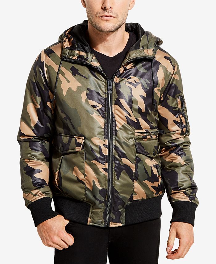 GUESS Men's Camo Hooded Jacket - Macy's