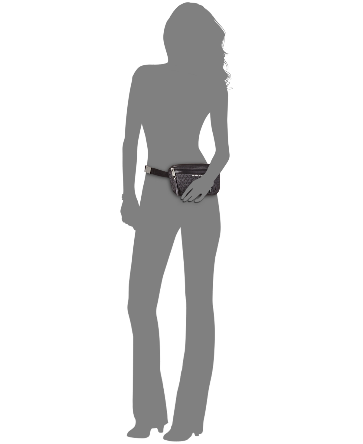 Shop Michael Kors Michael  Logo Plus-size Fanny Pack, Created For Macys In Black Logo,silver