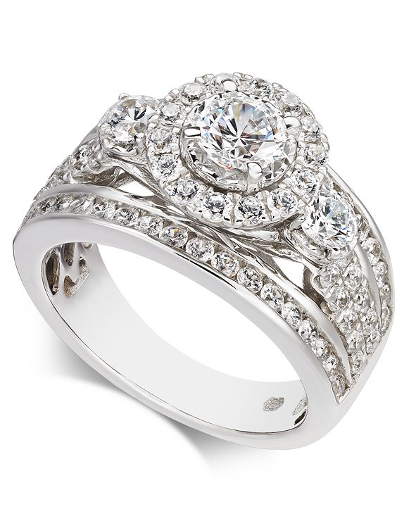Macy's Diamond Halo Engagement Ring (2 ct. t.w.) in 14k White Gold