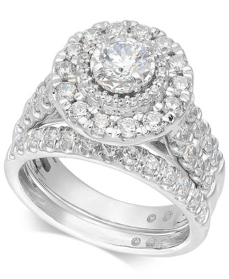 Macy's - Diamond Halo Bridal Set (1-1/2 ct. t.w.) in 14k White Gold