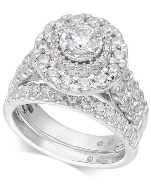image of Diamond Halo Bridal Set (1-1/2 ct. t.w.) in 14k White Gold