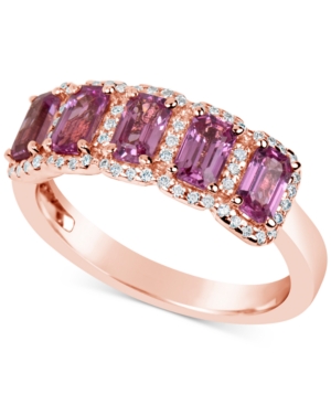 image of Pink Sapphire (2-1/4 ct. t.w.) and Diamond (1/5 ct. t.w.) Ring in 14K Rose Gold