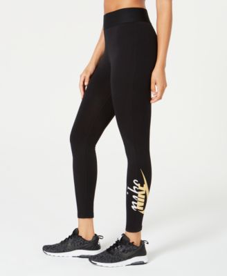 nike leggings metallic logo