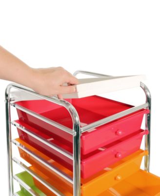 Seville Classics 10 Drawer Organizer Cart With Tray